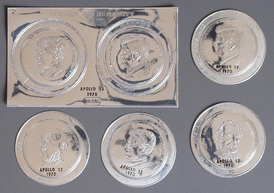 AJMAN Manama 1970 ESPACIO, Apolo 13, Excelente Juego MNH/** PLATA + Hoja, Kennedy, Foto 1 de 1