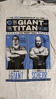 Andre the Giant vs Adam Scherr Braun Strowman Shirt Size M Pro Wrestling Crate - Image 1 of 2