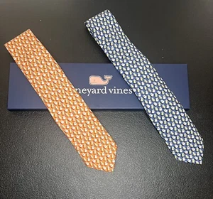 Vineyard Vines Men’s  Ties Halloween Boos & Brews Orange/Blue Ghosts/Beer Fall - Picture 1 of 10