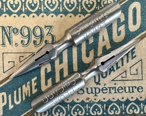 Two Vintage Plume Chicago 993 Dip Pen Nibs - Picture 1 of 1