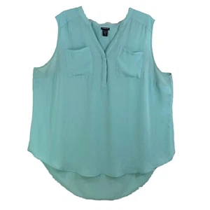 Torrid Talla 3 Azul Aqua Gasa Top Botón Frontal Sin Mangas Bolsillos Mujeres 3X - Imagen 1 de 12