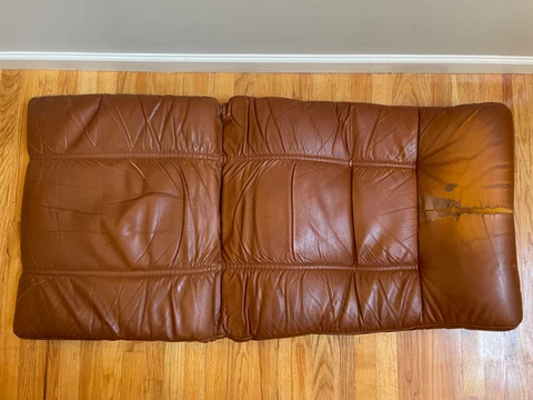 Vintage Ekornes Stressless Leather Seat Cushion for Chrome Lounge Chair - Damage Cover