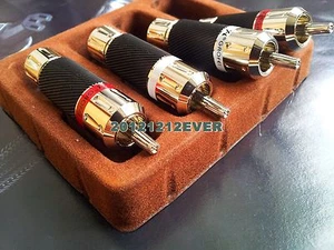 4x HIFI Audio Copper Rhodium Plated RCA Connector Plug Jack - Picture 1 of 3