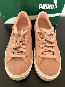 PUMA Women's SUEDE PLATFORM Shoes Pink/Coral Cloud/Whisper White 363559-05 b - Picture 1 of 9