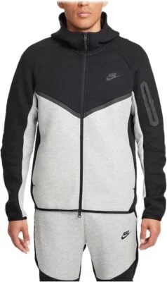 Sudadera con capucha Nike Tech Fleece Windrunner negra gris oscuro jaspeado HV0949-011 para hombre Foto 1 de 4