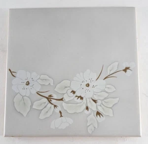 Vintage Wall Tile Textured White W White Flower 6x6 Made In Brazil - Picture 1 of 3