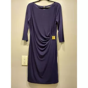 Tahari - Arthur S Levine Black 3/4 Sleeve Exposed Gold Zipper Dress Size 12 - Picture 1 of 8