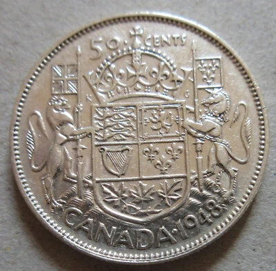 1948 Canada Silver Half Dollar 50 CENTS  Coin. BETTER GRADE KEY DATE (RJ229) - Image 1 of 2