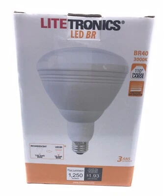 Litetronics LED BR BR40 BR Series LED 16W MED 120V NEW - Image 1 of 4