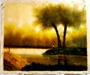 Barbara Benedetti Newton Oil River Summer Landscape Canvas Signed Unframed 21X27 - Picture 1 of 10