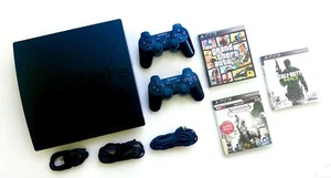 π₯ 500GB Sony PlayStation 3 PS3 SLIM Console 2 Controllers 3 Games MINTY - Picture 1 of 5