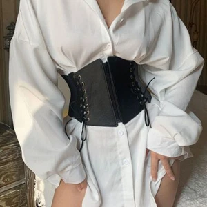 Streetwear Pu Leather Zipper Women Belt Women'S Corset Lady Cummerbunds Bandage - Picture 1 of 12
