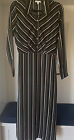 Abound Women’s Retro Med Button Front Maxi Dress Black Brown Green Spice Stripes