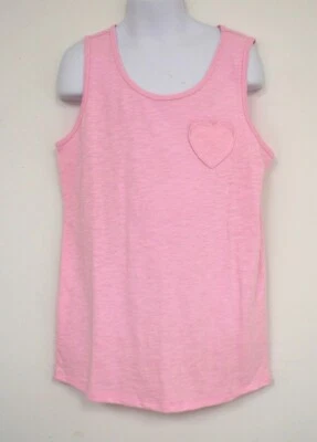 Crewcuts Pink Solid shirt NWTS Girls Tank Top Sleeveless Heart Pocket - Image 1 of 4