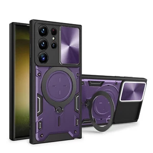 For Samsung Galaxy S25 Ultra S24 S23 Rugged Case Magnetic Stand Slide Lens Cover - Picture 1 of 16