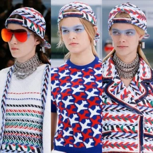 NEU CHANEL Logo Baseball Cap Mütze Tweed rot schwarz blau 2016 gewebt Airline RAR - Bild 1 von 12