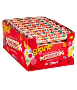 Smarties Candy Rolls, Giant, 36 Count Allergen Free ,Gluten-Free ,Fat-Free - Picture 1 of 8