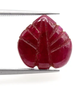 Natural Ruby Handmade Leaf Carving Loose Certified Pinkish Color Gem 3.55 Ct - Picture 1 of 10