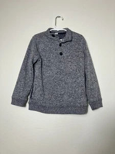 Janie And Jack Pullover Sweater Boys Sz 6 Gray Preppy Casual Pockets 1/4 Button - Picture 1 of 7