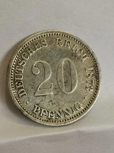 20 PFENNIG SILBER 1873 A BERLIN WILHELM I TYP 1 KLEINER ADLER DEUTSCHLAND / GERMANY - Bild 1 von 3