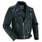 Men Motorcycle Leather Jacket Black Biker Leather Jacket with Armory Pocket