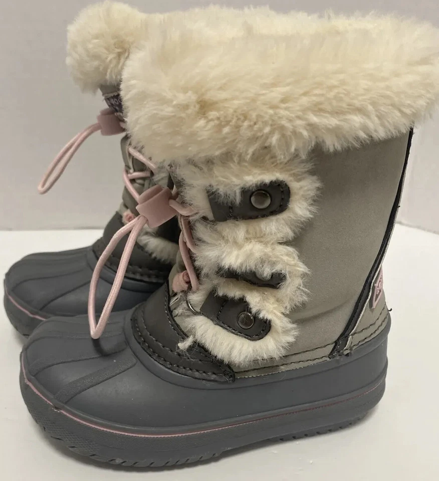 London Fog Baby Girls' Gray and pink Winter Boots waterproof snow boots Size-8 - Image 1 of 4