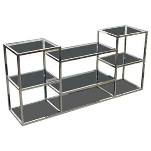 SHOWROOM CASA PADRINO SMOKED GLASS POLiSHED STAINLESS STEEL CONSOLE TABLE - Picture 1 of 17