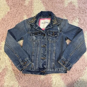 ABERCROMBIE KIDS Studded Girlfriend Jean Jacket Girls Size Small Bling Denim - Picture 1 of 8