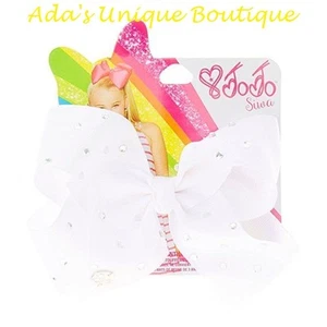 JoJo Siwa Small Rhinestone White Signature Hair Bow Dance Cheerleader Pageant  - Picture 1 of 6