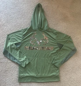 RealTree Original Hoodie Mens Small Front Pocket Lightweight Spellout & Logo - Picture 1 of 10