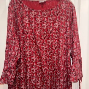 J Jill Size 2X Womens Flutter 3/4 Sleeve Blouse Floral Red Pullover Mature - Picture 1 of 9
