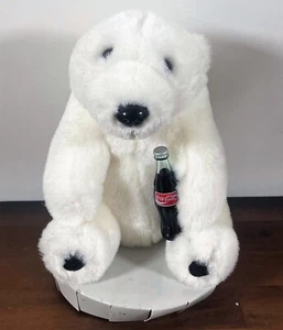 Coca-Cola Brand Plush Polar Bear Holding Coke Bottle 8 Inch 1993 - Picture 1 of 7