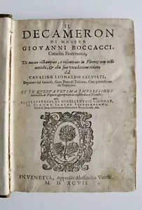1597 - IL DECAMERON DI MESSER GIOVANNI BOCCACCI RISCONTRATO DA LIONARDO SALVIATI - Picture 1 of 24