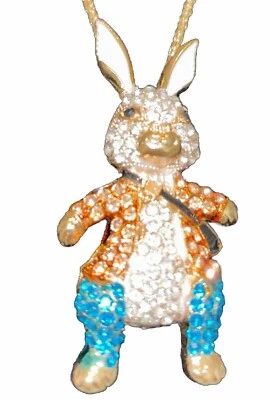 Conjunto Collar/broche Betsy Johnson plata conejo con oro y turquesa Foto 1 de 4