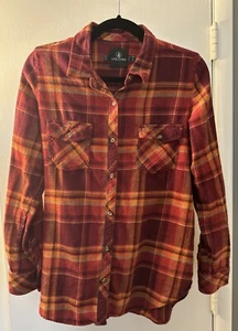 VOLCOM True to This Button Down Plaid Flannel Size Small Fall Orange Red Skater - Picture 1 of 4