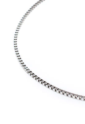 Acciaio Inox Collo Catena Uomo Collana Quadrato Link Scatola Finitura Argento - Immagine 1 di 4