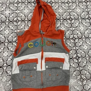 Coogi Zip Up Hoodie Boys 7 Orange Sleeveless Jacket Pockets Children - Picture 1 of 4