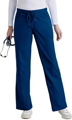 Greys Anatomy Riley 5 Pocket Navy Blue Flare Scrub Pants 4232P Med Petite MP - Image 1 of 4