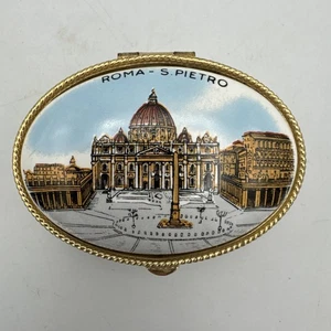 Vintage Porzellan Top Schmuck Pillendose Roma S. Pietro Souvenir - Bild 1 von 5