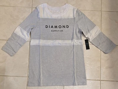 Blusa Pullover Diamond Supply Co Gris Manga Larga 3/4 Corte Piedra Talla M Mediana Foto 1 de 4