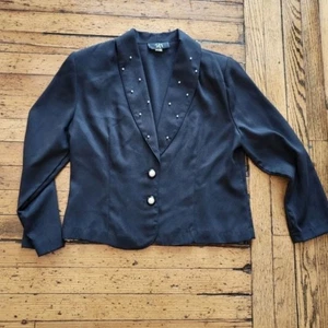 Tofy Vintage Pearl Embellished Blazer Black Size 12 - Picture 1 of 8
