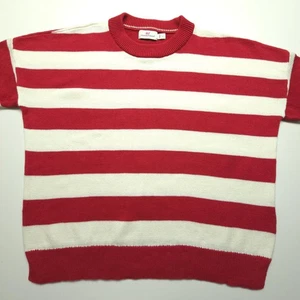 Suéter grande para mujer Vineyard Vines rojo blanco a rayas cuello redondo mezcla modal de yak L - Imagen 1 de 19