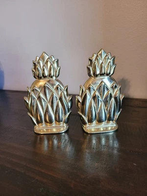 Pair of Virginia Metalcrafters Brass Pineapple Bookends solid brass decor - Image 1 of 4