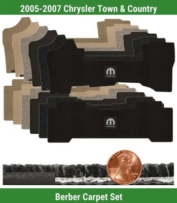 Conjunto de tapete berbere personalizado para '05-07 Chrysler Town & Country com logotipo (2 peças) #ICN - Imagem 1 de 4
