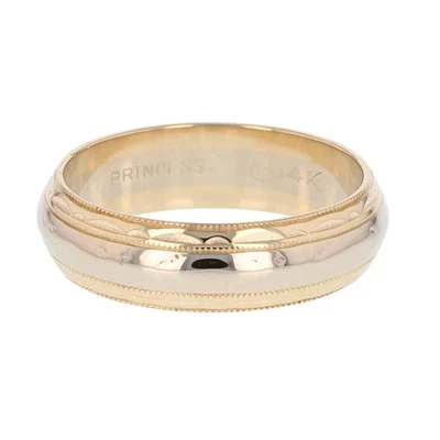 5.7mm Patterned Milgrain Wedding Band 14k Multi-Tone Gold 5.66 Grams Size 8.5 - Image 1 of 4