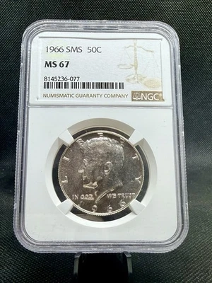 Medio dólar Kennedy 1966 SMS 40 % plata NGC MS67 ¡Etiqueta marrón! Foto 1 de 4