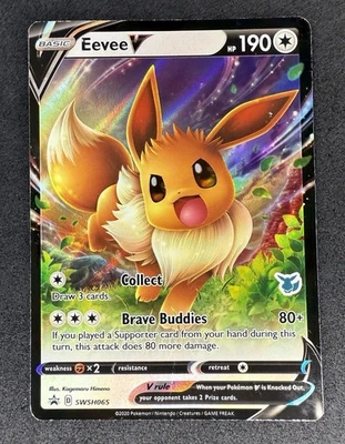 Eevee V SWSH065 Sword & Shield Black Star Promo Holo Full Art Card Eevee Stamp - Image 1 of 2