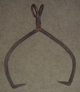 GRANDE PINZA VINTAGE ANTICA TUTTO METALLO GHISA FIENO BALLA/BLOCCO GHIACCIO, 20" - Foto 1 di 1