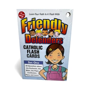 CATHOLIC FLASH CARDS SET New Friendly Defenders Education Religion Faith Set One - Imagen 1 de 16