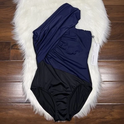 Magicsuit Miraclesuit Size 8 Colorblock Goddess One Shoulder One Piece Swimsuit - Image 1 of 4